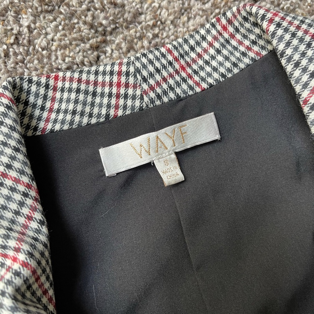 WAYF Red Black Checkered Houndstooth Blazer - Picture 4 of 5